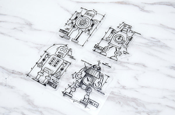 Robots  clear Stamp / Anonymous - Tim Holtz clear stamp /robots transparent stamp /rubber stamp