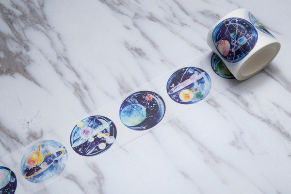 Glass planet washi tape /planets Washi Tape/planets in space washi tape /Galaxy Striped Washi / gold foil Masking tape/ japanese washi tape