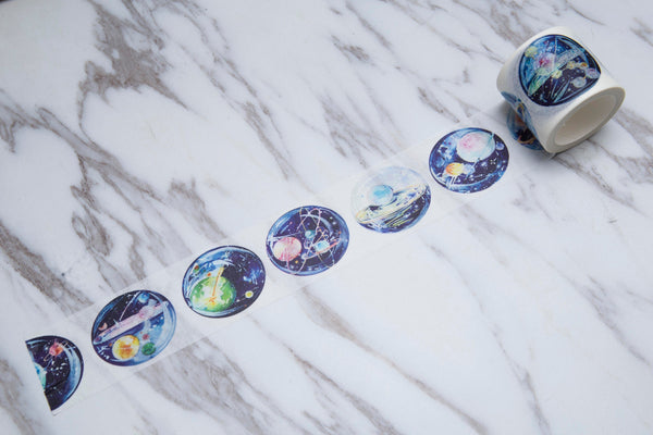 Glass planet washi tape /planets Washi Tape/planets in space washi tape /Galaxy Striped Washi / gold foil Masking tape/ japanese washi tape