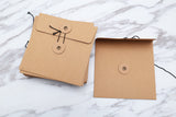String Paper Sleeves / Square Envelope with String & Button Closure /String Tie Envelopes / CD sleeves /CD box set kraft paper sleeves /