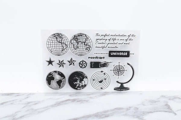 Earth Transparent stamp /globe stamp/Compass clear stamp/World Map Rubber planner clear stamp