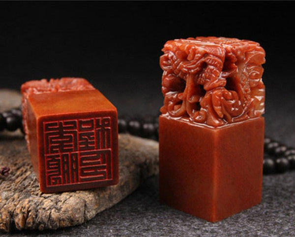 Engraved Dragon Chinese Chop Stone Seal /stone  Stamp/ Personalize With Your Name stone stamp/wedding box gift set