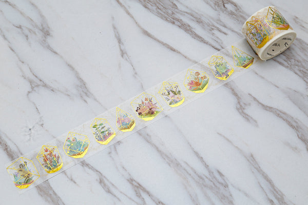 Gold Foil Terrarium Washi Tape/Succulents  Washi Tape /Succulent Washi Tape /-Cacti Washi Tape/Decorative Stickers /flowers Masking tape/