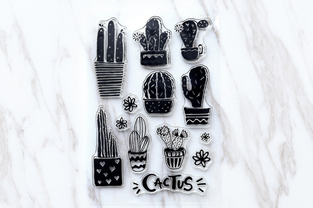 Cactus Rubber Stamp/cacti Stamp/succulent clear stamp/botanical stamp/ tropical stamp