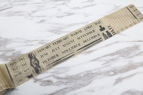 date  Washi Tape/ retro week  Washi /to do list  Masking tape/ pen and Ink washi tape /month washi tape/japanese washi tape/Planner Supplies