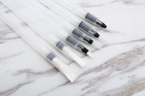 6 Portable Sharp & Flat Soft Tip Water Brush Pen Set/Watercolor Brush Pens/ Soft Tip watercolor Brush Pen/ Stationery planner Pens