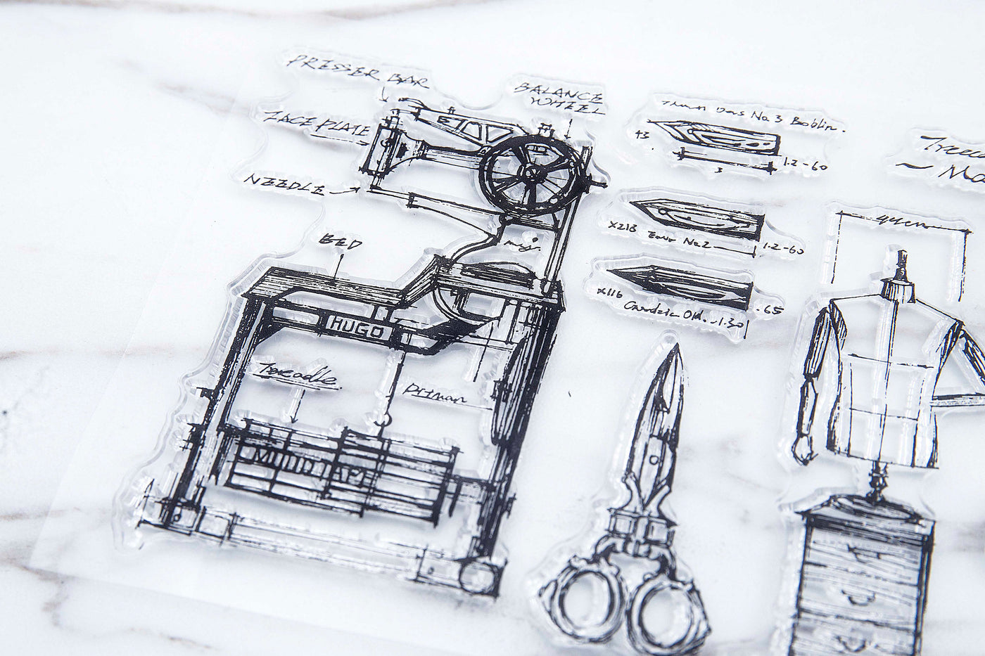 Vintage Sewing Machine Stamp/Antique Scissors Rubber Stamp/Handy Stitch Clear Transparent Stamp/  Bullet Journal, Sewing Tools