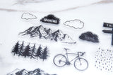mountain forest  clear  Stamp/ mountain   Transparent Stamp/  Bicycle  Rubber Stamp/adventure clear stamp /travel clear stamp