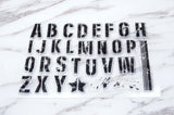 Distressed Grunge Alphabet Transparent Stamp/  Upper Case Rubber Stamp/Block Letters clear stamp /Stencil,Splatter Splash clear stamp
