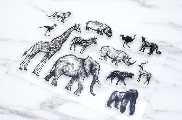 Animal Kingdom Stamp, Zoo Clear Transparent Stamp, lions  Animals Stamp, Planner Bullet Journal, Elephant, Giraffe,bird,zebra clear stamp