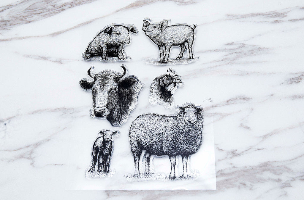 sheep clear Stamp/animal  Rubber Stamp/Goat Clear Transparent Stamp/ pigs  clear stamp / rooster clear stamp