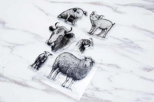 sheep clear Stamp/animal  Rubber Stamp/Goat Clear Transparent Stamp/ pigs  clear stamp / rooster clear stamp