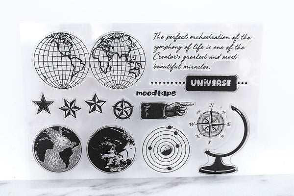 Earth Transparent stamp /globe stamp/Compass clear stamp/World Map Rubber planner clear stamp