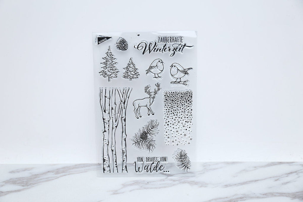 winter tree rubber stamp Winter clear Stamp/forest deer Rubber Stamp/ pine tree Clear Transpare – DokkiDesign
