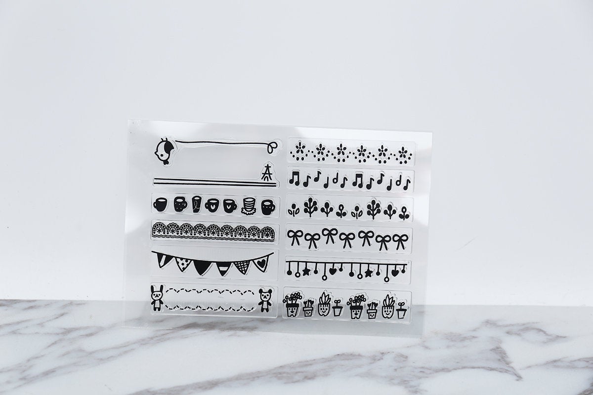 Banners clear stamp /flag Stamp, banner, Planner, music, cup, bird,Bullet Journal Stamp, flower stamp, cute stamp