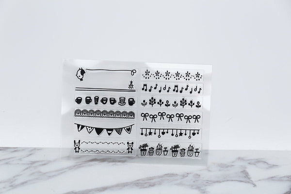 Banners clear stamp /flag Stamp, banner, Planner, music, cup, bird,Bullet Journal Stamp, flower stamp, cute stamp
