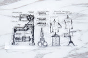 Vintage Sewing Machine Stamp/Antique Scissors Rubber Stamp/Handy Stitch Clear Transparent Stamp/  Bullet Journal, Sewing Tools