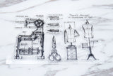 Vintage Sewing Machine Stamp/Antique Scissors Rubber Stamp/Handy Stitch Clear Transparent Stamp/  Bullet Journal, Sewing Tools