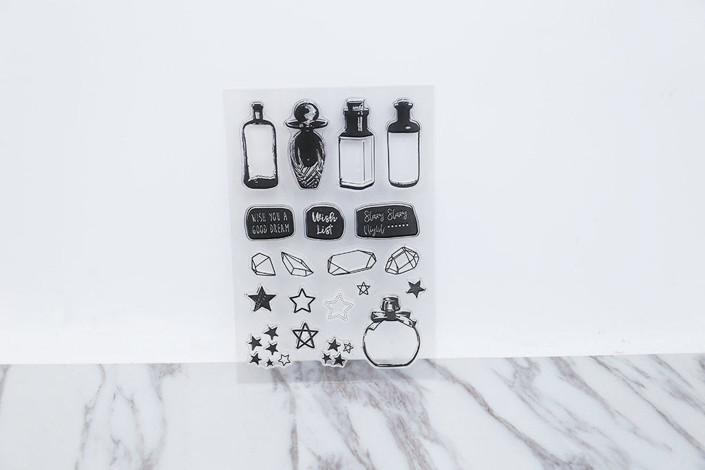 Cosmetic bottles Transparent stamp /Star stamp/Stone clear stamp/Perfume bottle Rubber planner clear stamp