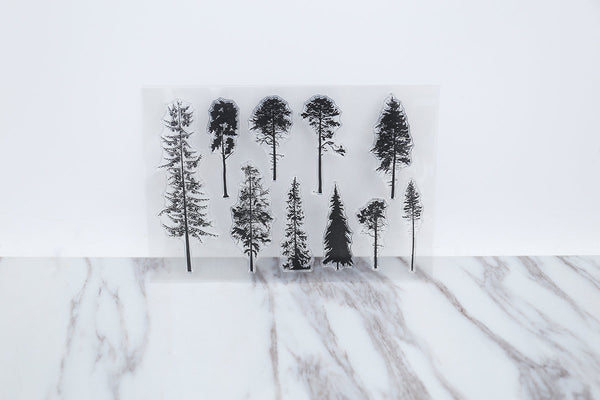 Pine trees clear  Stamp/ mountain Transparent Stamp/Trees  Rubber Stamp/Green clear stamp /laeves clear stamp