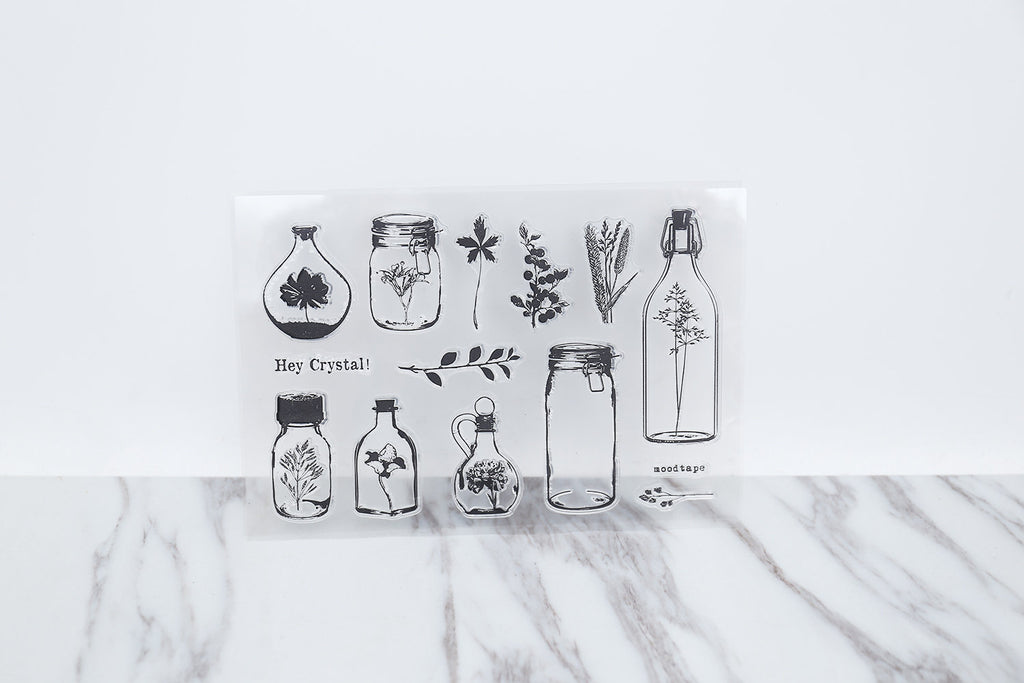 Flowers bottles Transparent stamp /Leaf clear stamp/mason jar clear stamp/jar Collectors bottle Rubber planner clear stamp