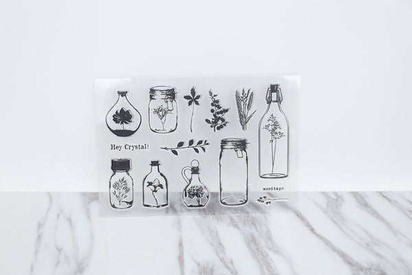Flowers bottles Transparent stamp /Leaf clear stamp/mason jar clear stamp/jar Collectors bottle Rubber planner clear stamp