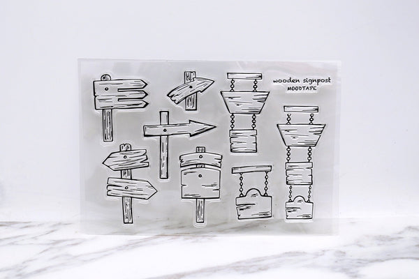 Wooden Signpost Stamp, Directions Clear Transparent Stamp, Planner Bullet Journal, Road Signs,  Store Sign, Sign Post clear Stamp