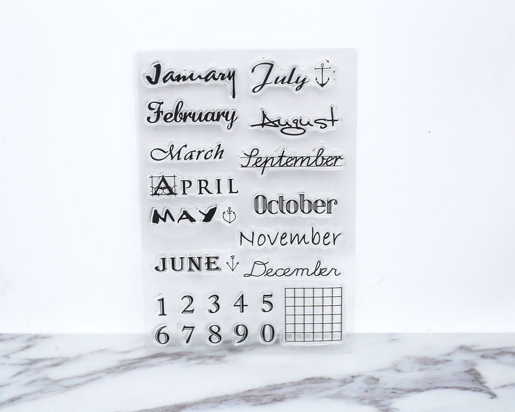 Months of the Year clear Stamp/Numbers Clear Transparent Stamp/ Monthly, Calendar clear stamp/Bullet Journal Planner Stamp,