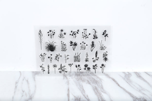 Wild flowers and herbs clear Stamp/herb Rubber Stamp/flower Clear Transparent Stamp/botanical clear stamp /clear stamps