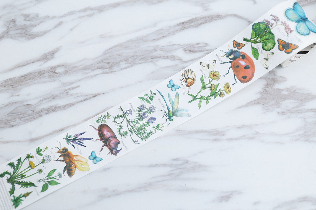 Biology illustration Washi Tape /insect and botanical plants Washi Tape /wild flowers washi tape/