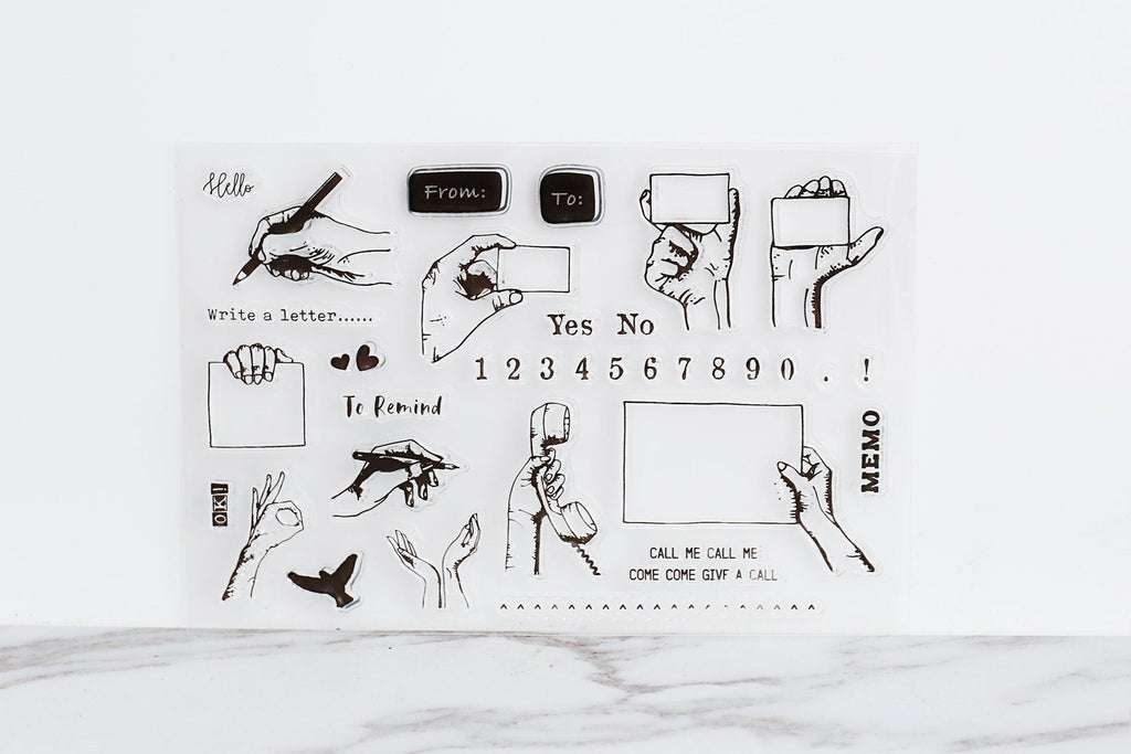 Gesture clear stamp  Stamp/Hand Holding Sign Stamp/Memo number reminder Rubber Stamp Planner Journal Accessories /Positions clear stamp