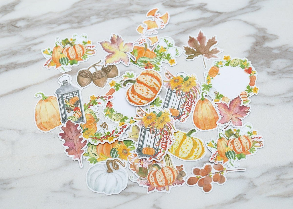 Autumn stickers set/ Harvest season Stickers/ pumpkin Stickers/autumn leaves stickers/Scrapbook Sticker/