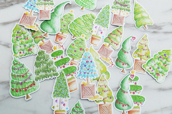 Christmas tree stickers set/ Pine Tree Stickers for bullet journal/ Tree Sticker Set/pine tree stickers/Scrapbook Sticker/