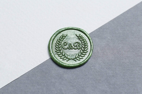 Two Initials with Olive Leaves Wax Seal Stamp/ Custom Initials  Wedding seal stamp/Wax Stamp Kit/