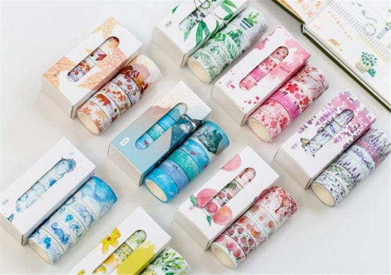 Blue Sky Washi Tapes/5 rolls starry sky Washi Tape Gift Box/Washi tape Set/ Star,leaves,flower Washi tape/ japanese washi tape/planner tape