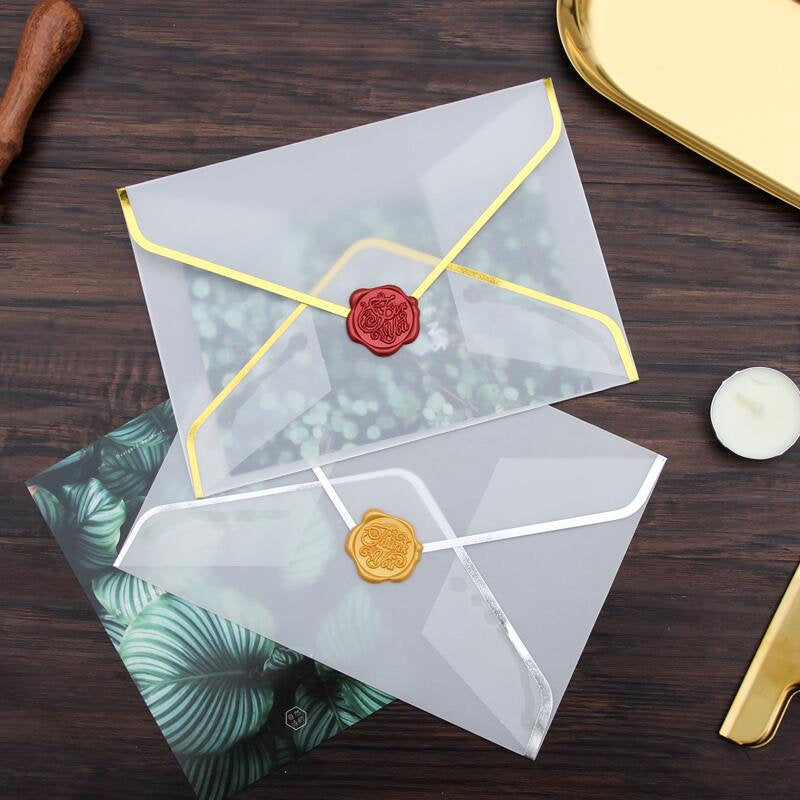 White clear envelopes/Sliver and gold Clear Envelopes / Glassine Envel –  DokkiDesign