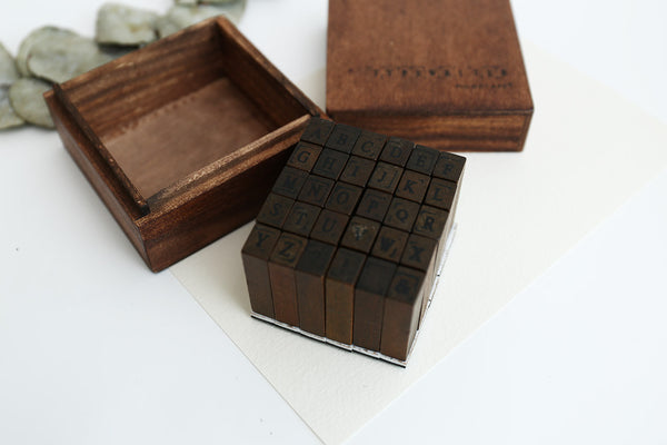 Vintage Alphabet Number Stamp Set / Wood Number Rubber Stamp /Clay Stamp /Box uppercase handwritten Alphabet stamps box/