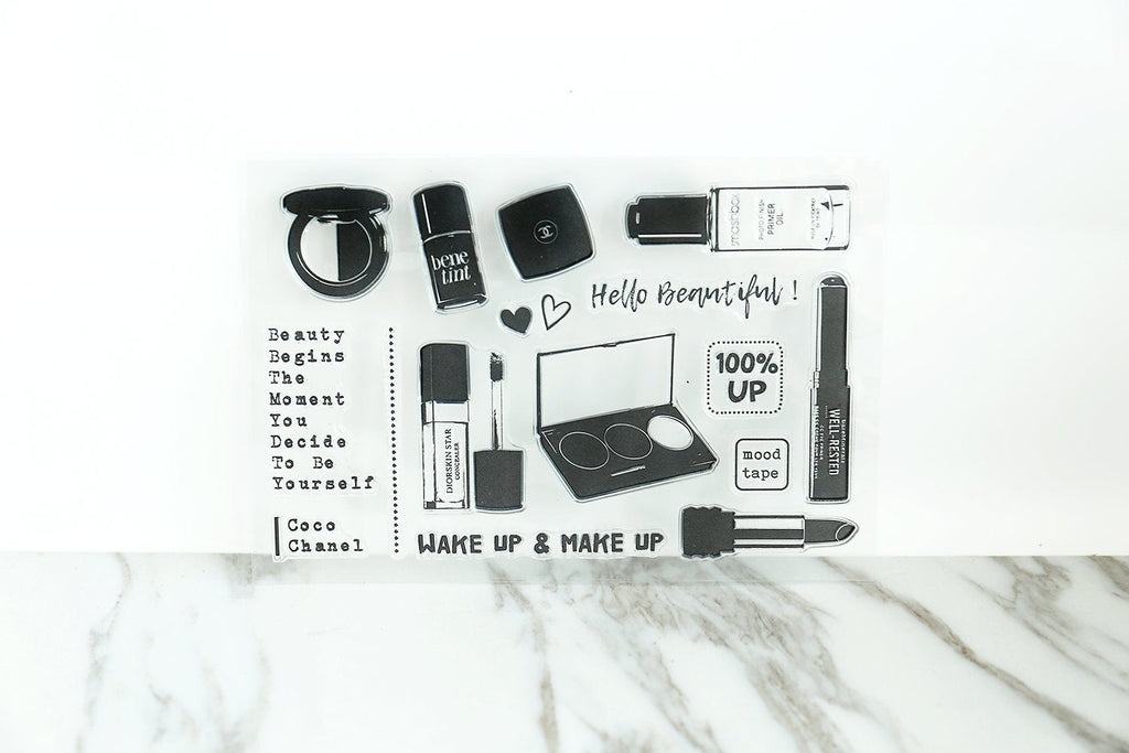 Wake up and Make up Clear rubber Stamps/Beautiful Stamps/Planner Stamps/Stamp Set/Make up Stamps/Planning accessory