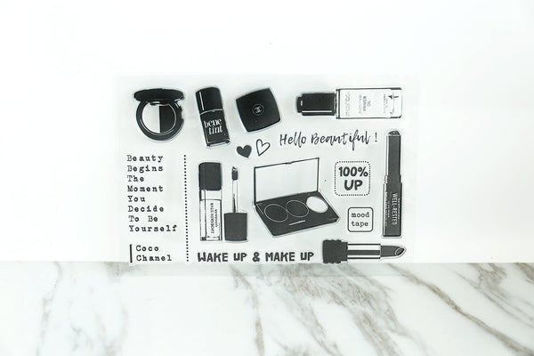 Wake up and Make up Clear rubber Stamps/Beautiful Stamps/Planner Stamps/Stamp Set/Make up Stamps/Planning accessory