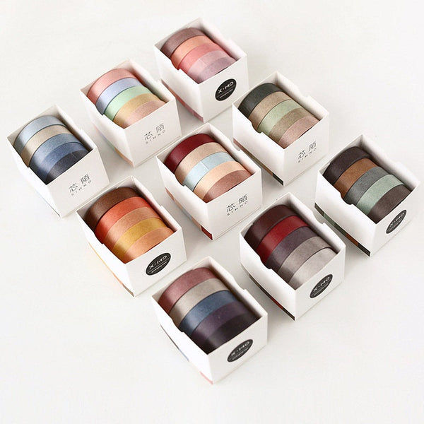 Rainbow deco Washi Tapes/5 rolls assorted color Washi Tape Gift Box/Washi tape Set/ forest Washi tape/ japanese washi tape/planner tape