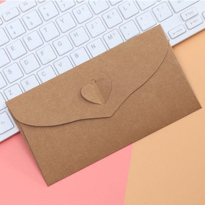 Kraft Paper Heart Closure envelopes  /Kraft envelopes /Wedding  Envelopes/ retro colorful Envelopes