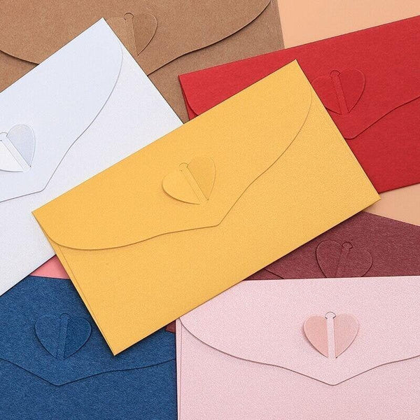 Kraft Paper Heart Closure envelopes  /Kraft envelopes /Wedding  Envelopes/ retro colorful Envelopes