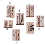 Botanical Rubber Stamp / Wooden wild flower Rubber Stamp/wild rose sunflower peach blossom stamp set /floral stamps /herb stamp kit