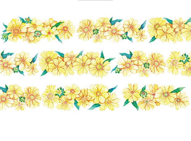 Sunflower washi tape/Flower Washi Tape / Wide Washi Tape