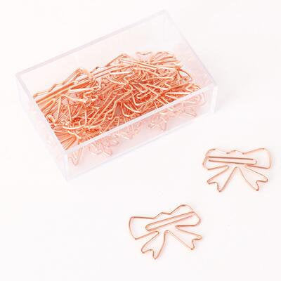 25pcs Bow Planner Paper Clips/ rose gold ribbon color bookmarks Metal Paper Clip /bow tie Binder Clips/Office Supplies, journal stamp