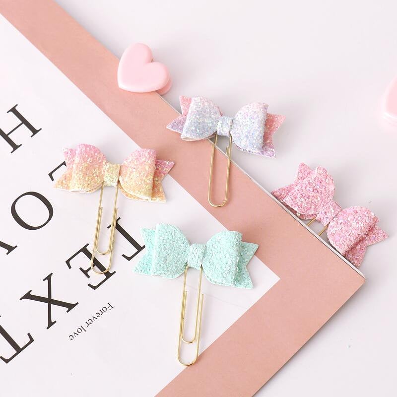 4 pcs Cute Bow Paper Clips/Candy Color Cute Paper Clips/Office  Supplies/Planner Accessory