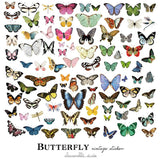 Butterfly 80pcs sticker set/Vintage Butterfly Planner Stickers/ Filofax Stickers/Lap top stickers/Scrapbook Sticker