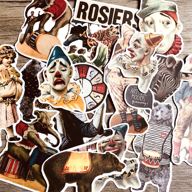 The Circus Sticker set/ Stage Stickers/ Clown Stickers/Comedy stickers/Scrapbook Sticker