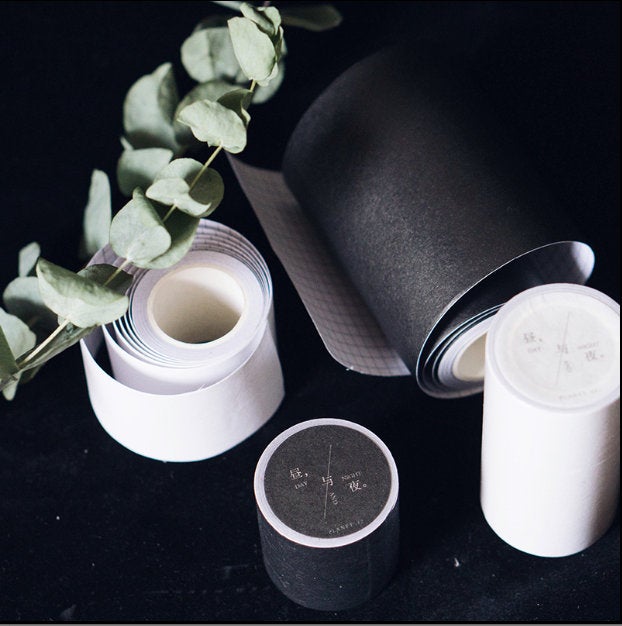 2 sizes Available Black and white Washi Tape/blank Washi / Masking tape/ japanese washi tape/Planner Supplies/OT087