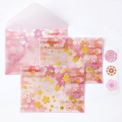 Pink Sakura Envelopes /Clear Envelopes/ botanic envelopes / A2 Glassine Envelopes
